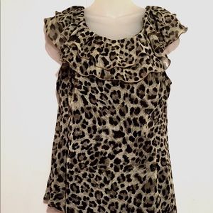 AGB Sleeveless Leopard Print Top, Sz XL